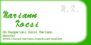 mariann kocsi business card